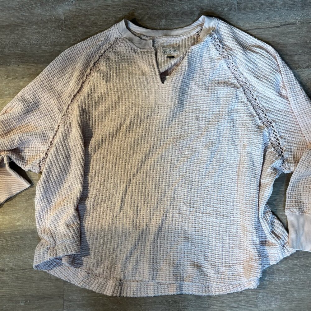 NWT - Light Pink Pullover Knit Sweater with Lace Cutout